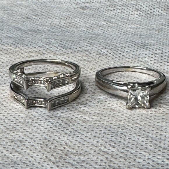 Kay's Jewelers 1 Carat Princess Cut Solitaire Engagement Ring & Wedding Band 6.5 - Picture 11 of 16